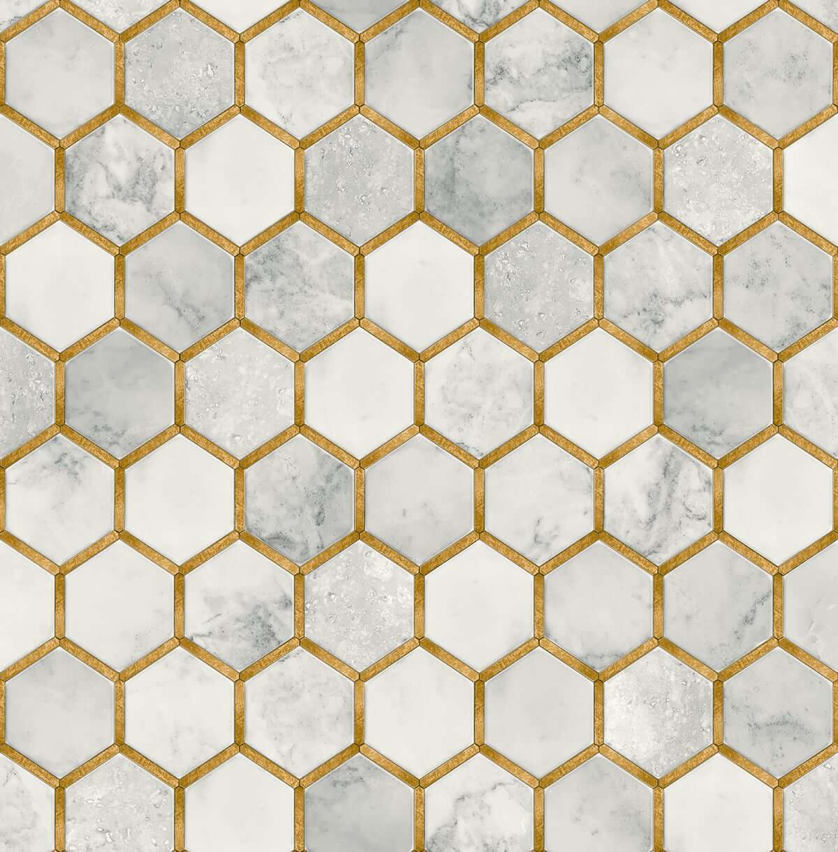 NextWall Inlay Hexagon Peel & Stick Wallpaper Sample - Gold