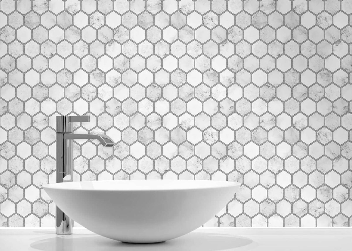 NextWall Marble Hexagon Peel & Stick Wallpaper Sample - Light Grey