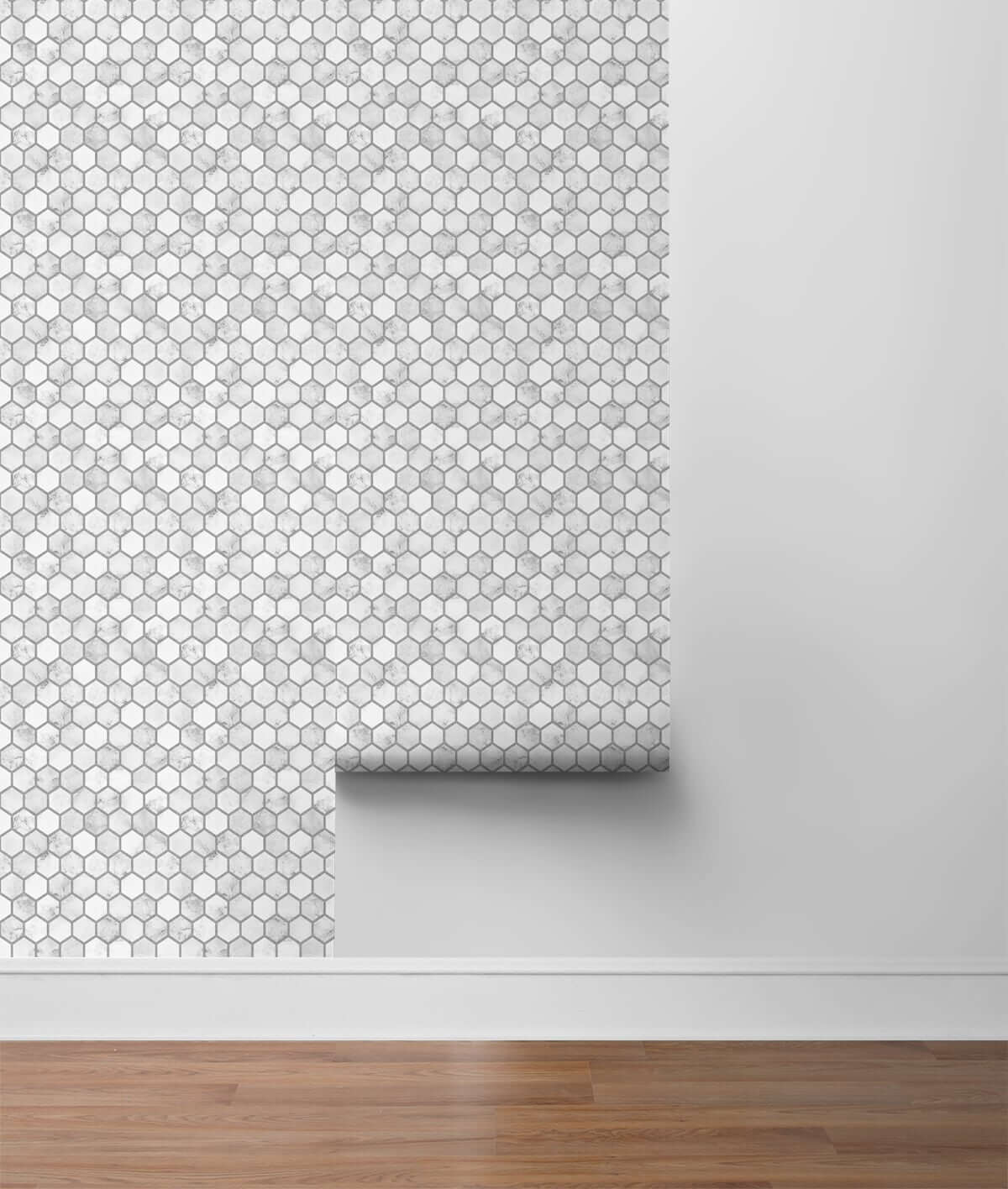 NextWall Marble Hexagon Peel & Stick Wallpaper Sample - Light Grey
