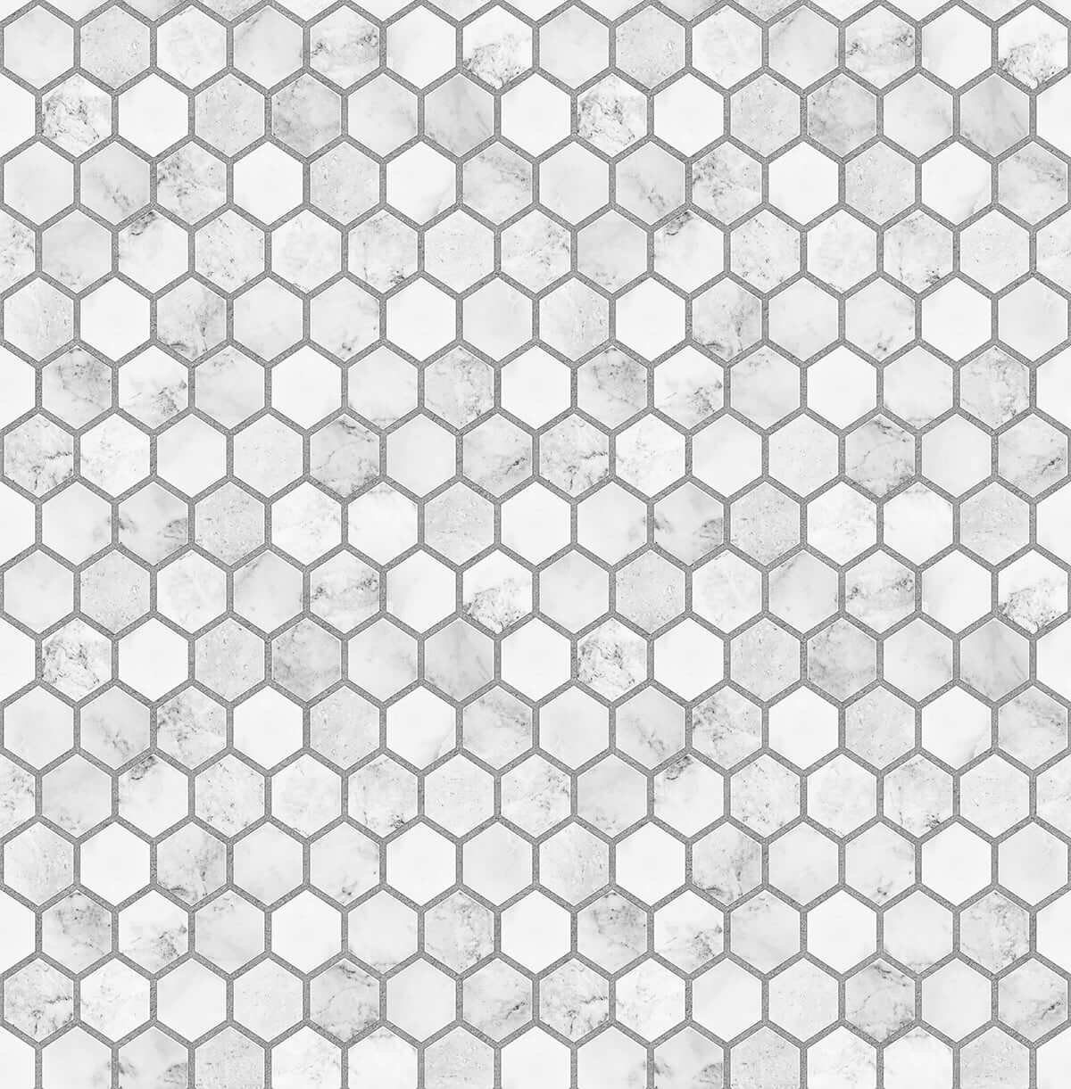 NextWall Marble Hexagon Peel & Stick Wallpaper Sample - Light Grey