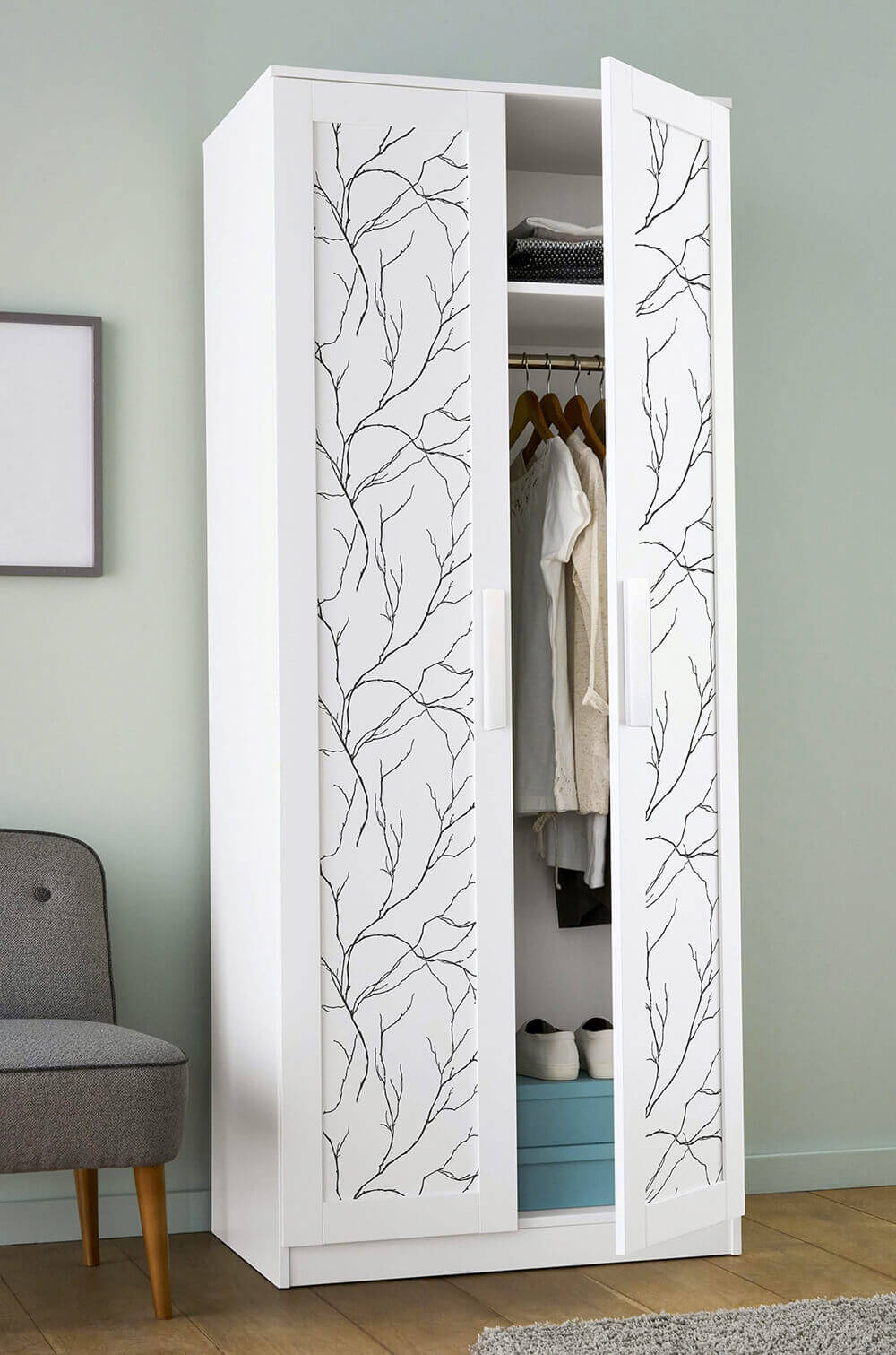 NextWall Delicate Branches Peel & Stick Wallpaper - Black