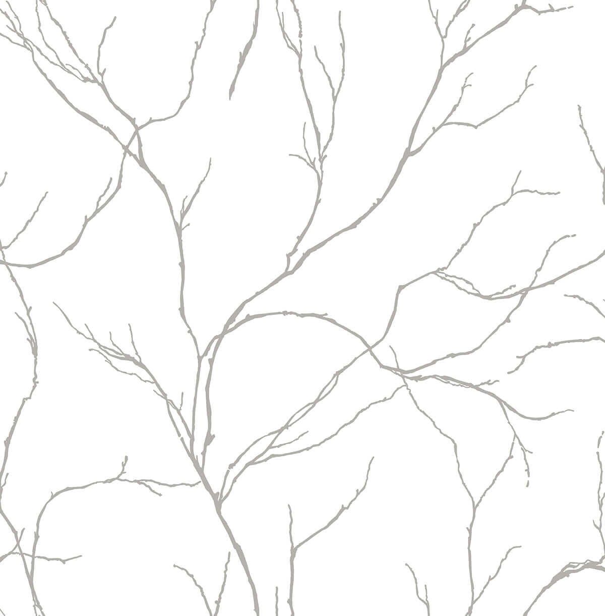 NextWall Delicate Branches Peel & Stick Wallpaper Sample - Silver