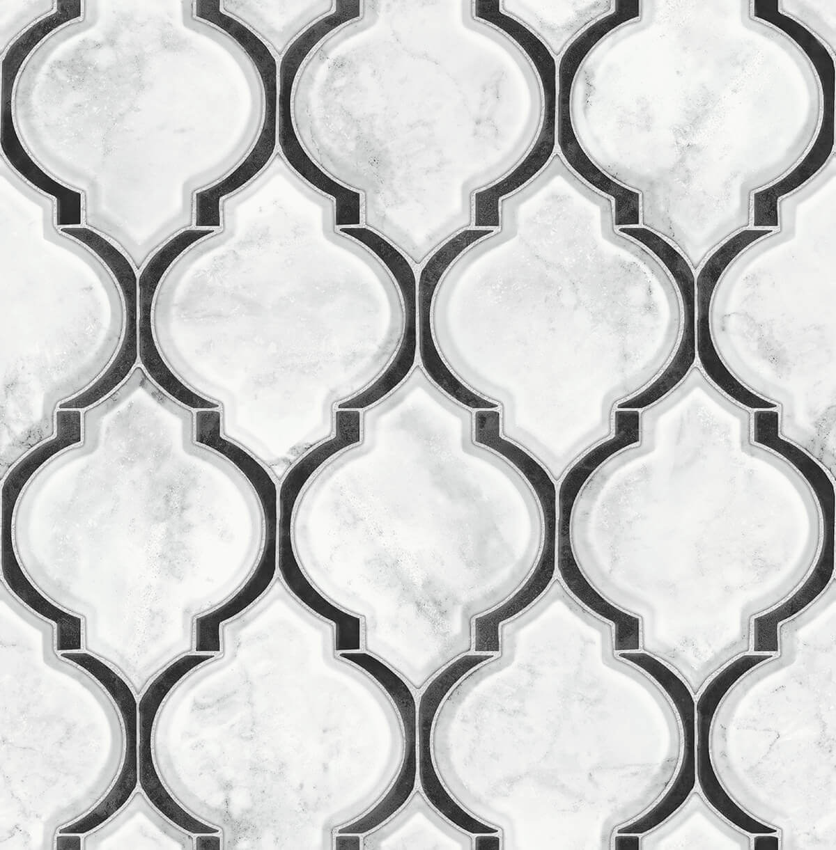 NextWall Marbled Ogee Peel & Stick Wallpaper - Black