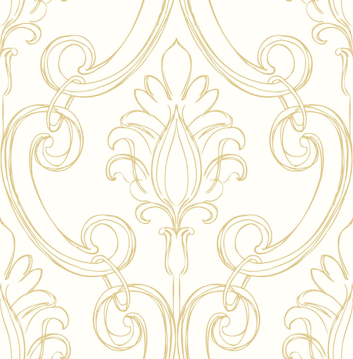 NextWall Sketched Damask Peel & Stick Wallpaper Sample - Gold