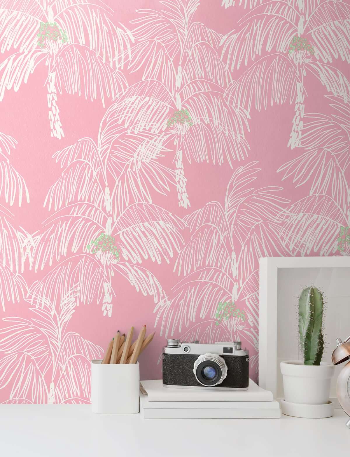NextWall Palm Beach Peel & Stick Wallpaper Sample - Pink