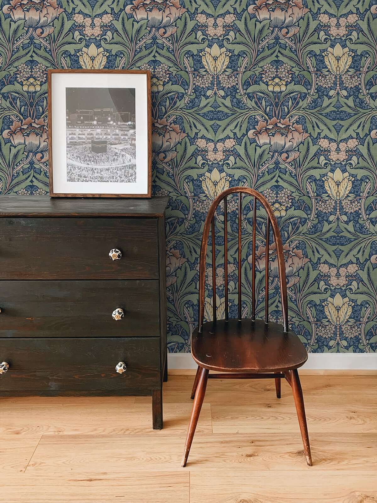 NextWall Morris Flower Peel & Stick Wallpaper Sample - Blue