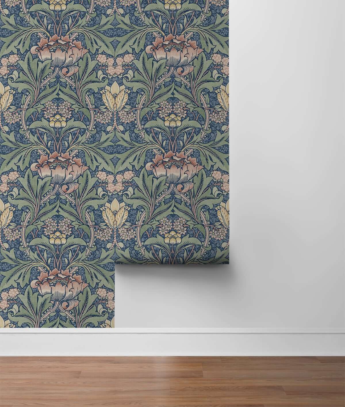 NextWall Morris Flower Peel & Stick Wallpaper Sample - Blue