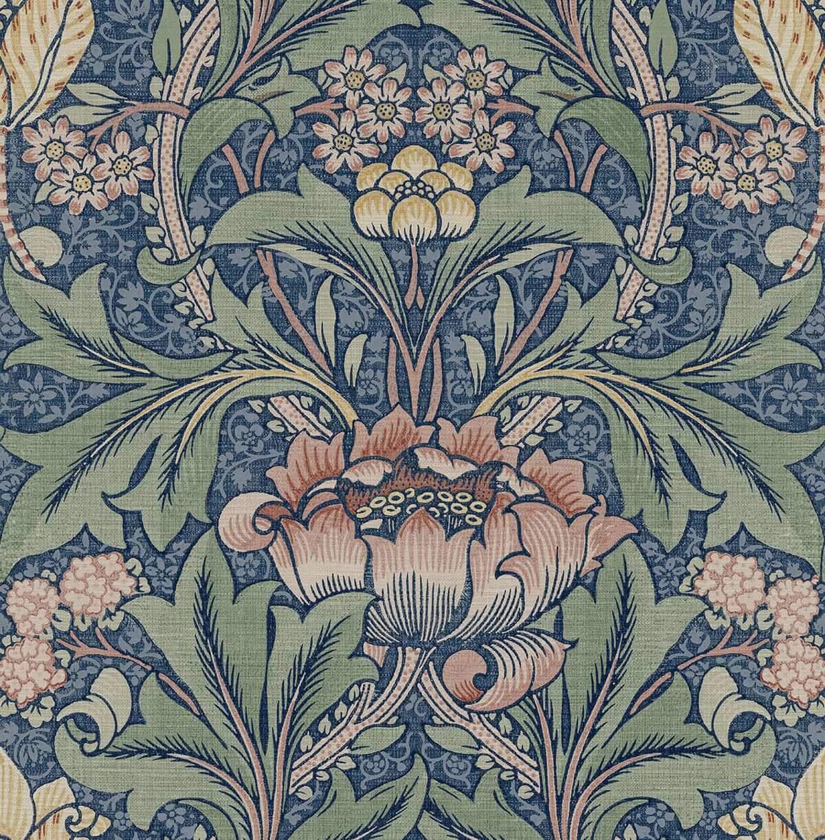 NextWall Morris Flower Peel & Stick Wallpaper Sample - Blue