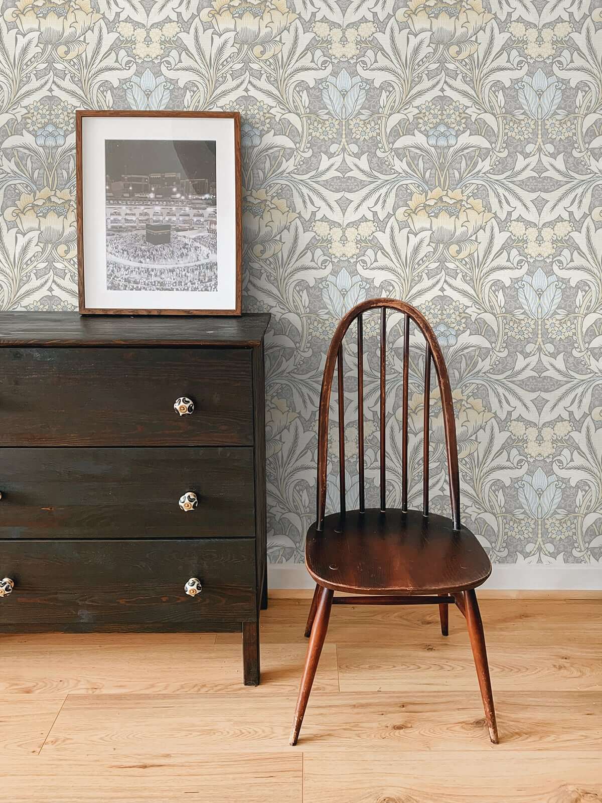 NextWall Morris Flower Peel & Stick Wallpaper - Grey