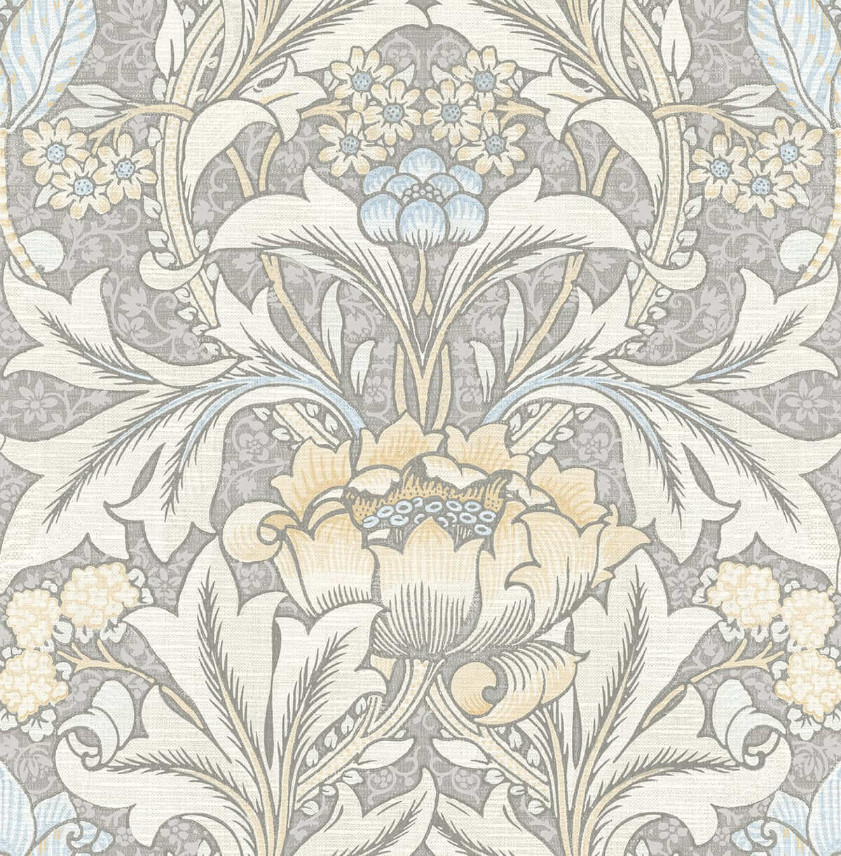 NextWall Morris Flower Peel & Stick Wallpaper Sample - Grey