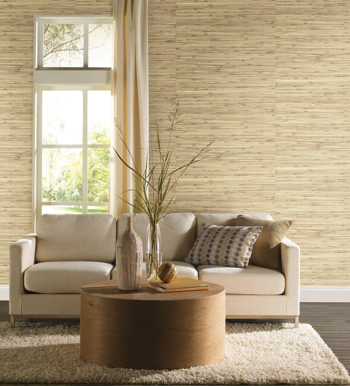 York Grasscloth Resource Library River Grass Wallpaper - Tan