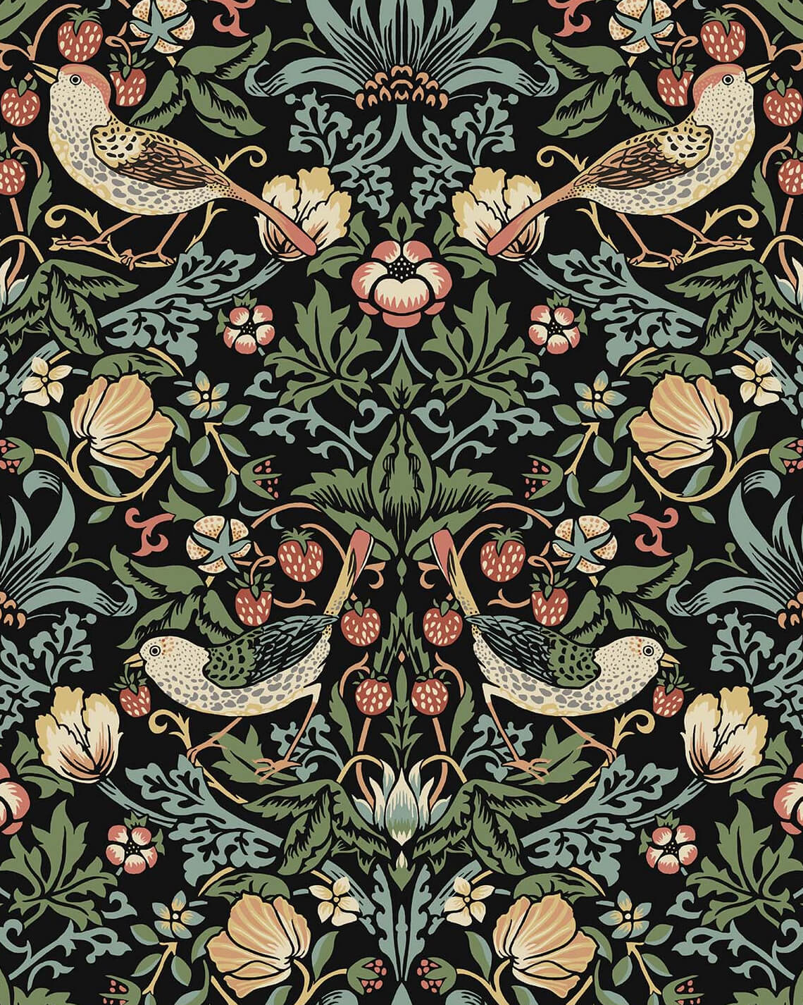 Seabrook Designs Fragaria Garden Wallpaper - Ebony