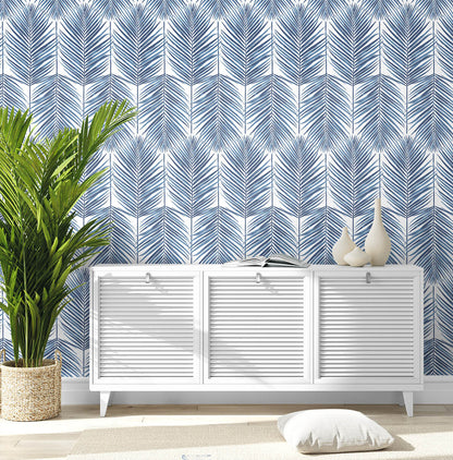 Seabrook Paradise Palm Wallpaper - Coastal Blue