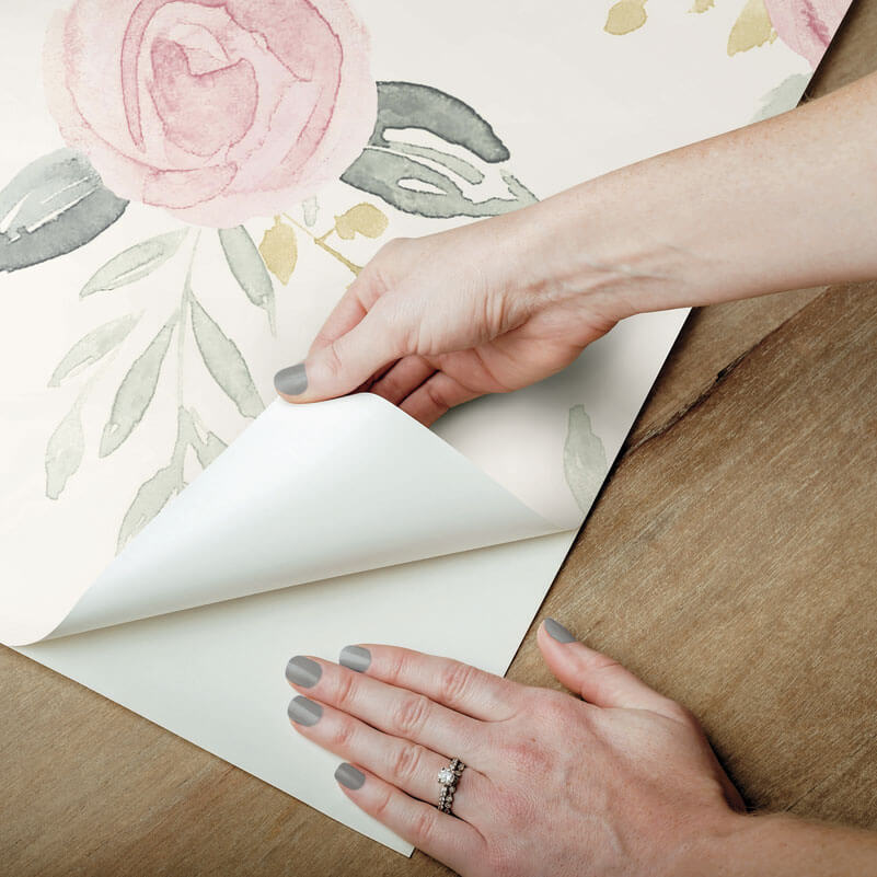 Magnolia Home Watercolor Roses Peel & Stick Wallpaper Sample - Pink