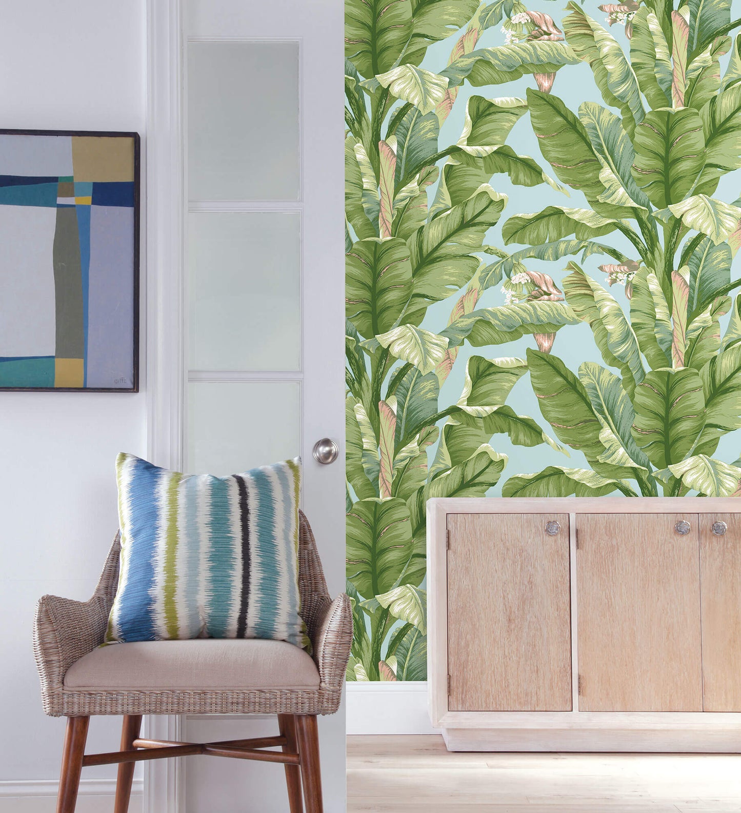 York Banana Leaf Peel & Stick Wallpaper - Blue & Green