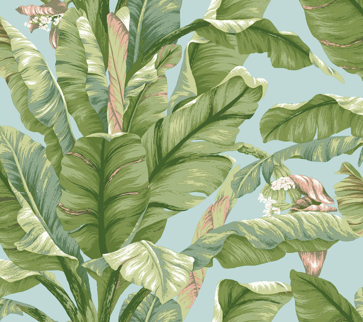 York Banana Leaf Peel & Stick Wallpaper - Blue & Green