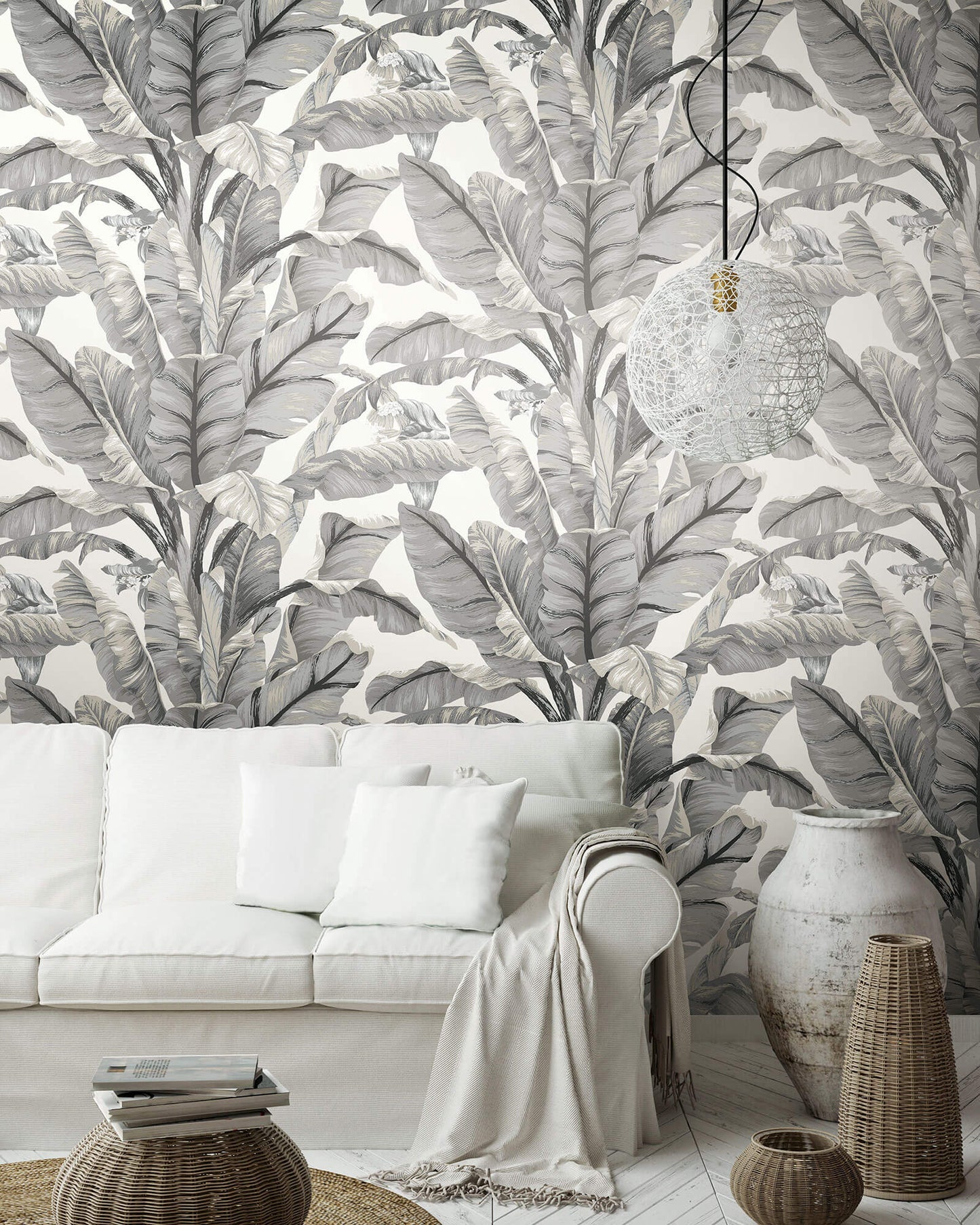 York Banana Leaf Peel & Stick Wallpaper - Black & White