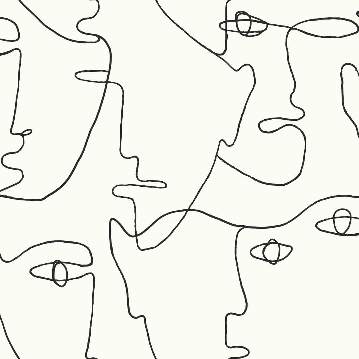 York Pablo Portraits Peel & Stick Wallpaper - Black & White