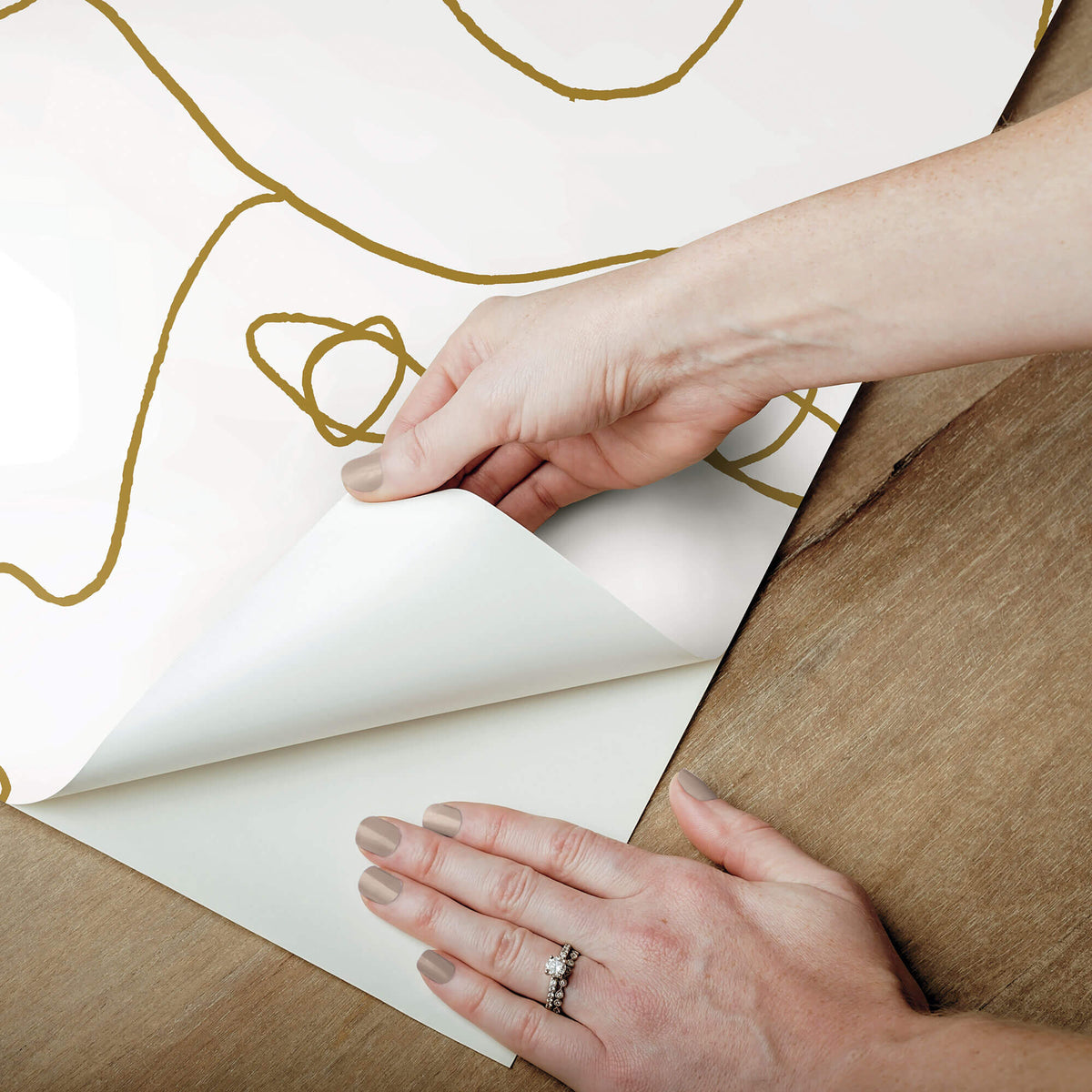 York Pablo Portraits Peel & Stick Wallpaper Sample - Gold & White
