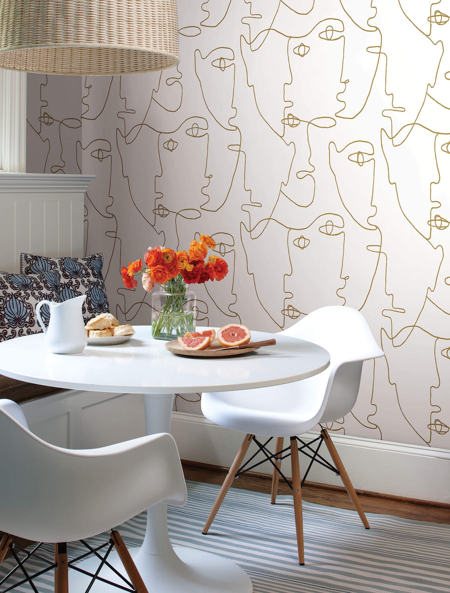 York Pablo Portraits Peel & Stick Wallpaper - Gold & White