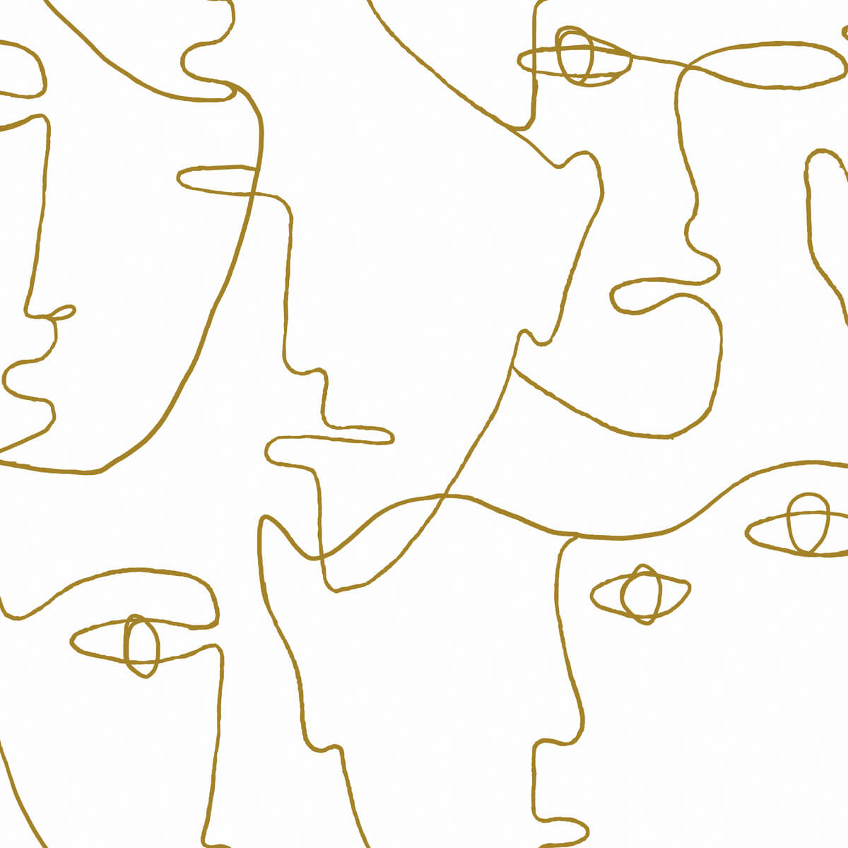 York Pablo Portraits Peel & Stick Wallpaper Sample - Gold & White
