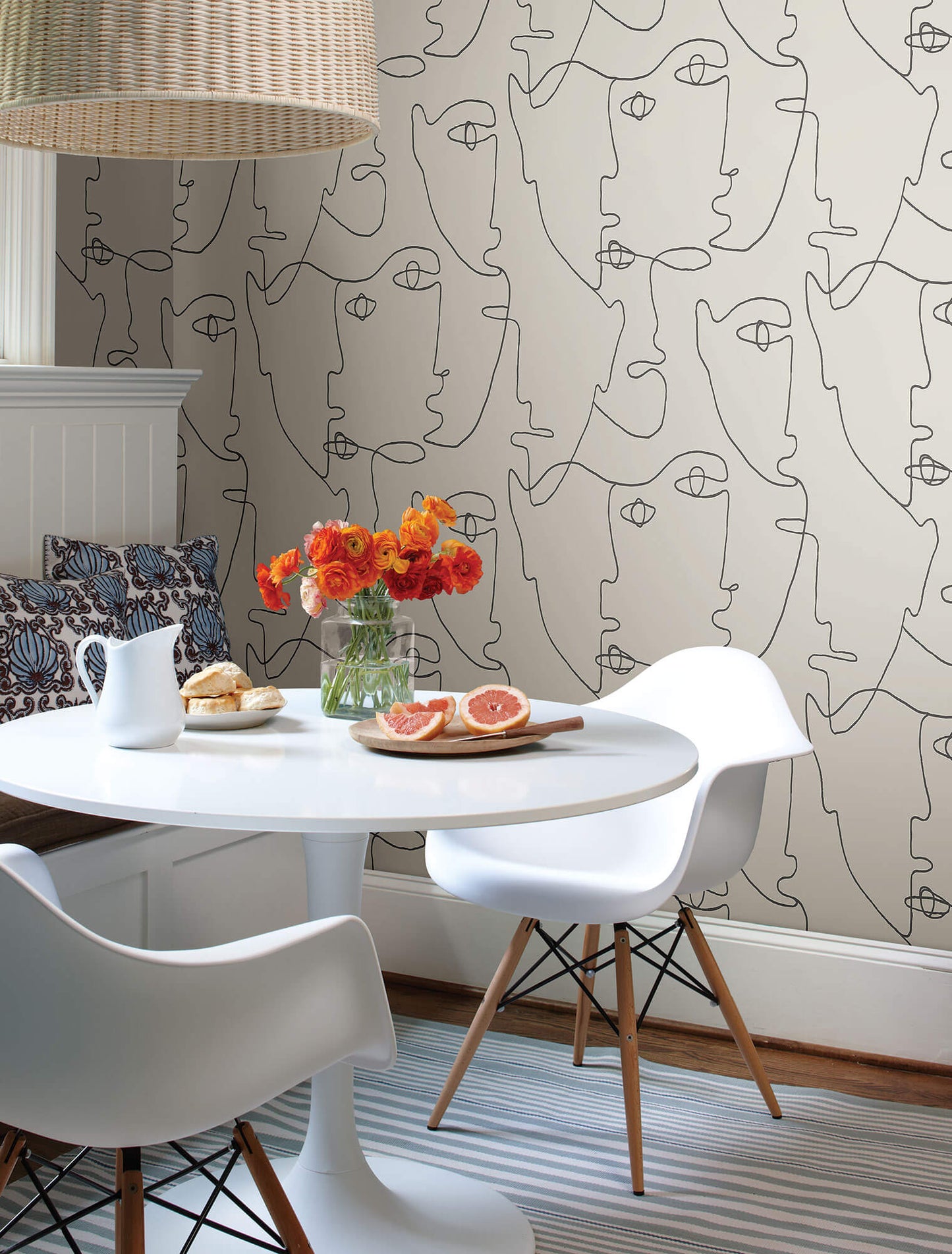 York Pablo Portraits Peel & Stick Wallpaper - Linen & Charcoal