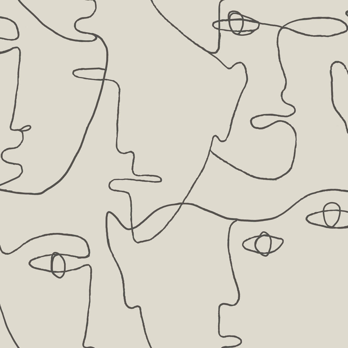 York Pablo Portraits Peel & Stick Wallpaper - Linen & Charcoal