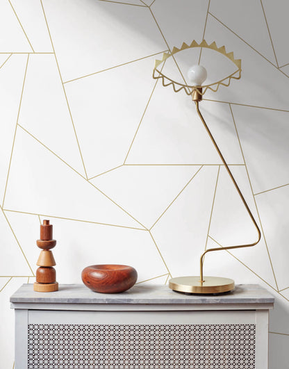 Fractured Prism Peel & Stick Wallpaper - Gold & White