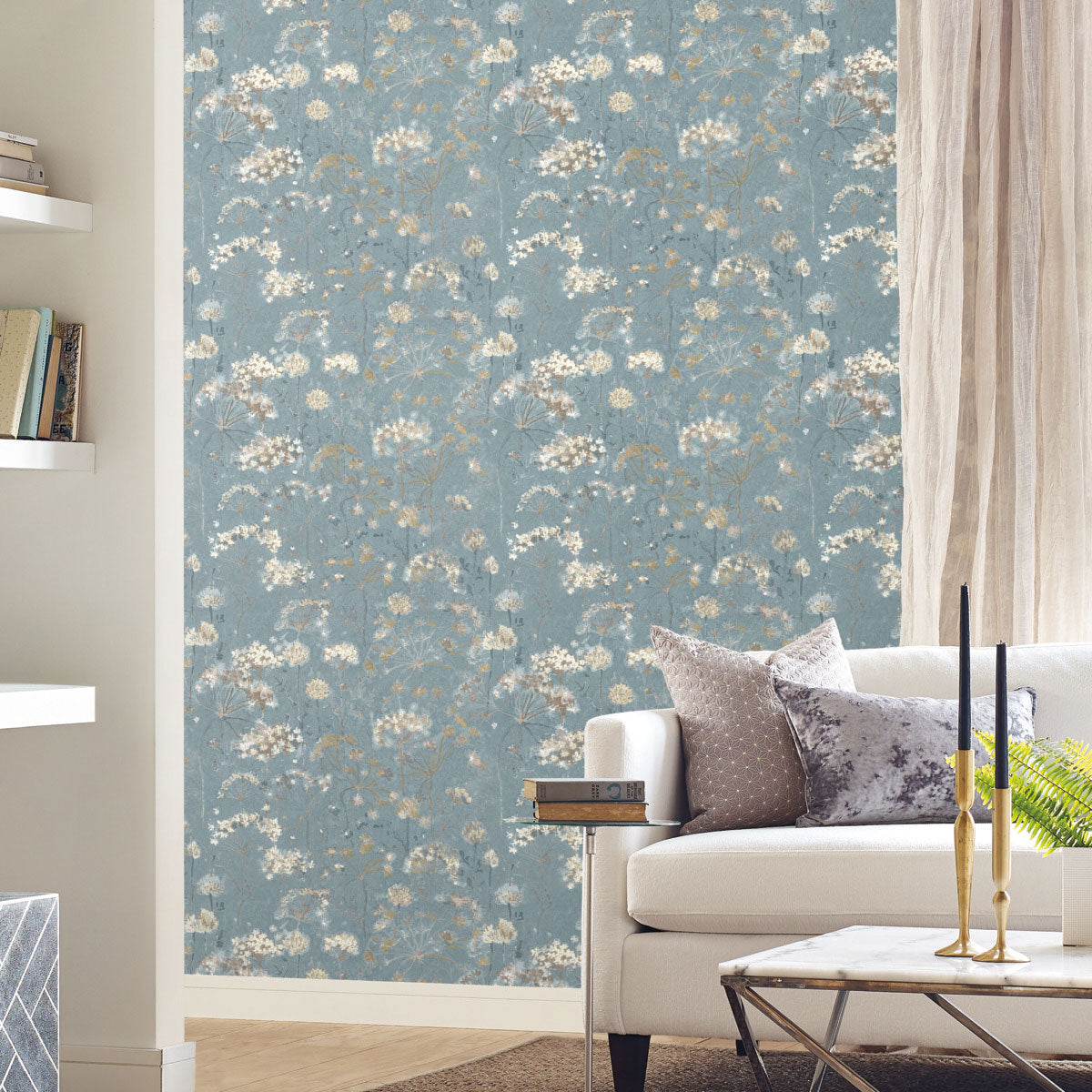 Simply Candice Botanical Fantasy Peel & Stick Wallpaper - Blue & Beige