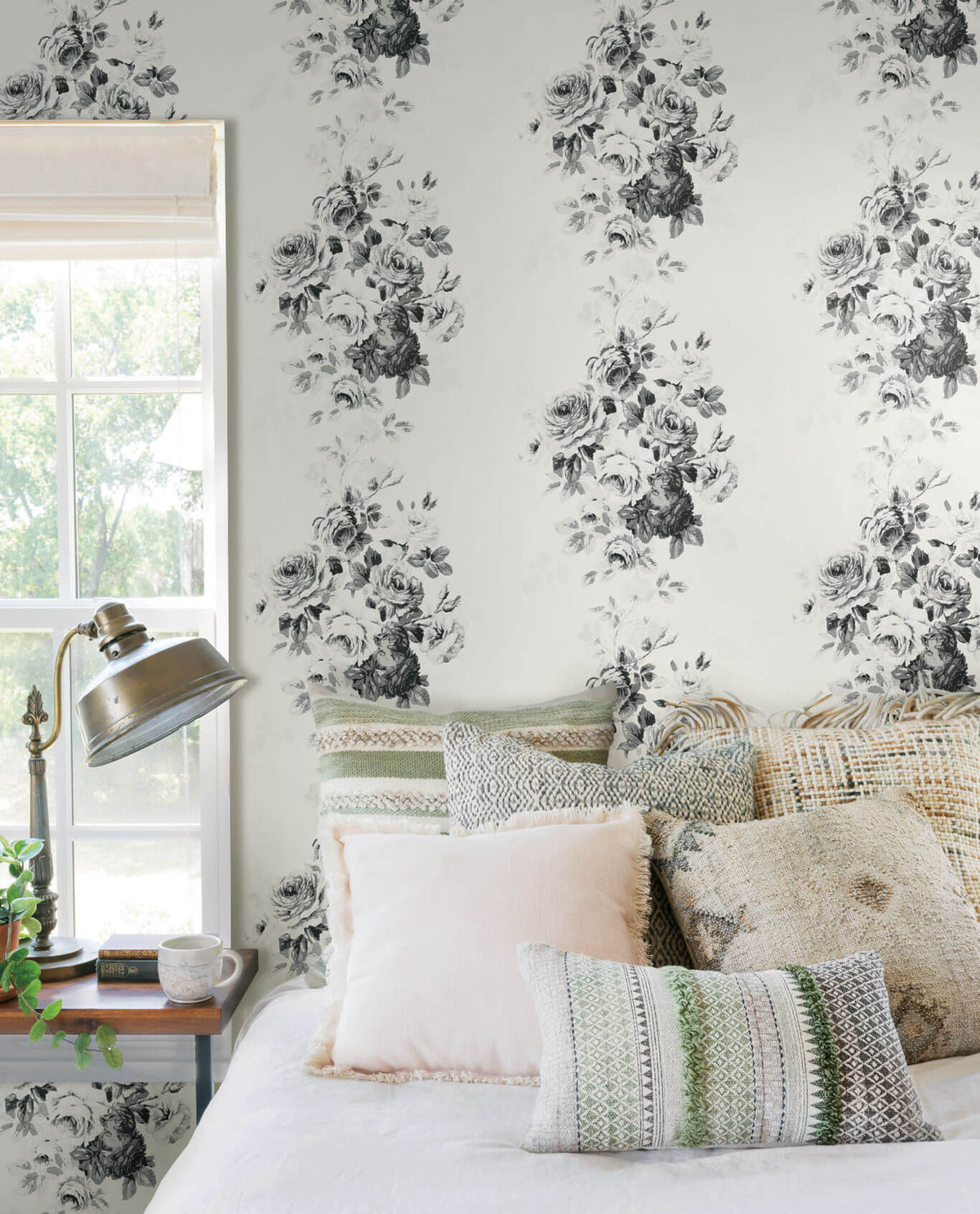 Magnolia Home Tea Rose Peel & Stick Wallpaper - Black & White