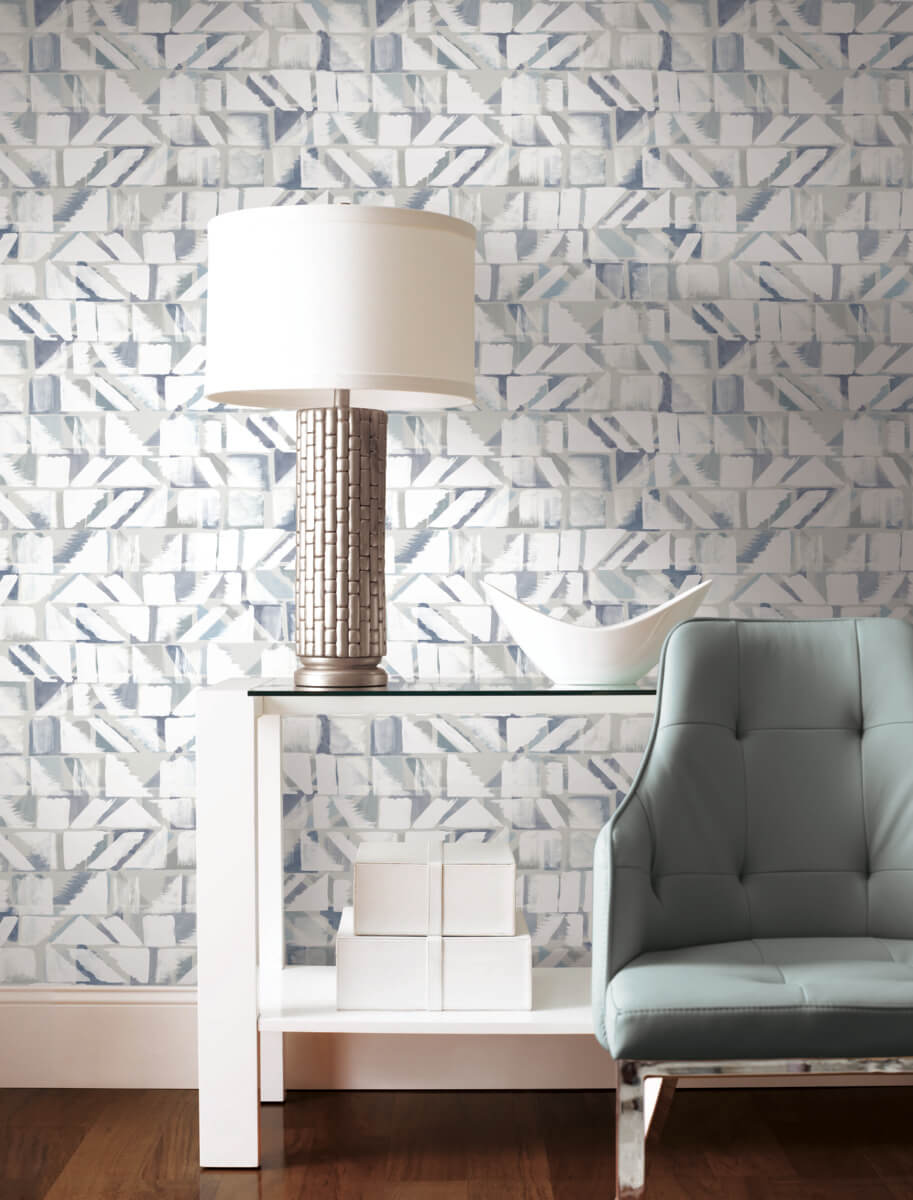 Refraction Geometric Peel & Stick Wallpaper - Blue Gray