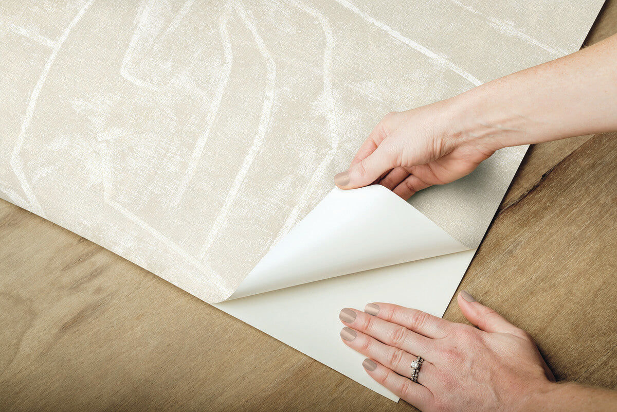 York Urban Chalk Graffiti Peel & Stick Wallpaper - Beige