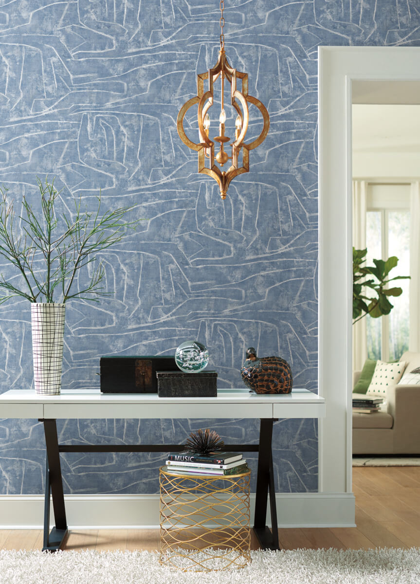 York Urban Chalk Graffiti Peel & Stick Wallpaper - Blue