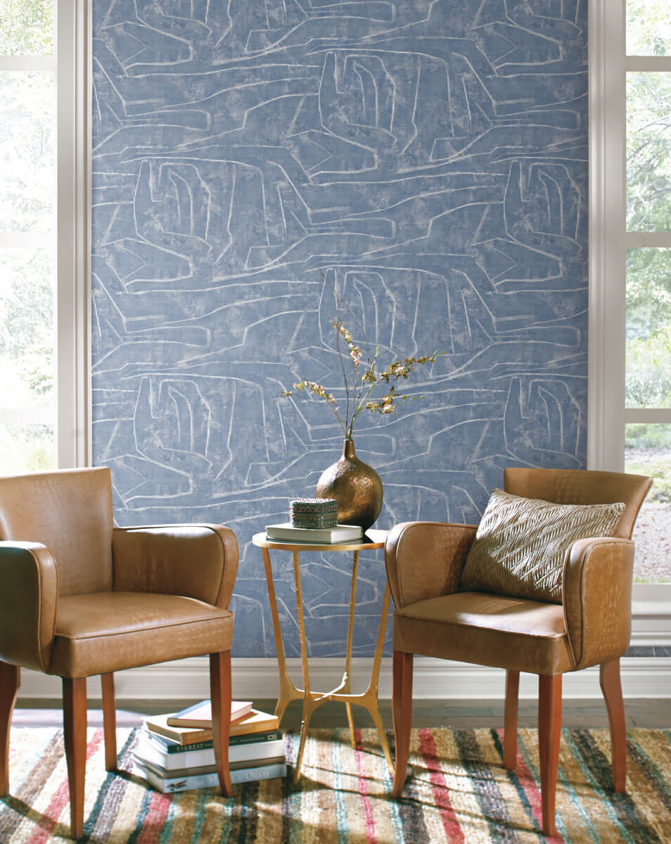 York Urban Chalk Graffiti Peel & Stick Wallpaper - Blue