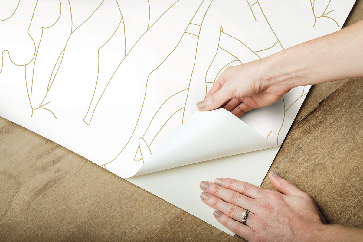 York Head Over Heels Peel & Stick Wallpaper - Gold & White