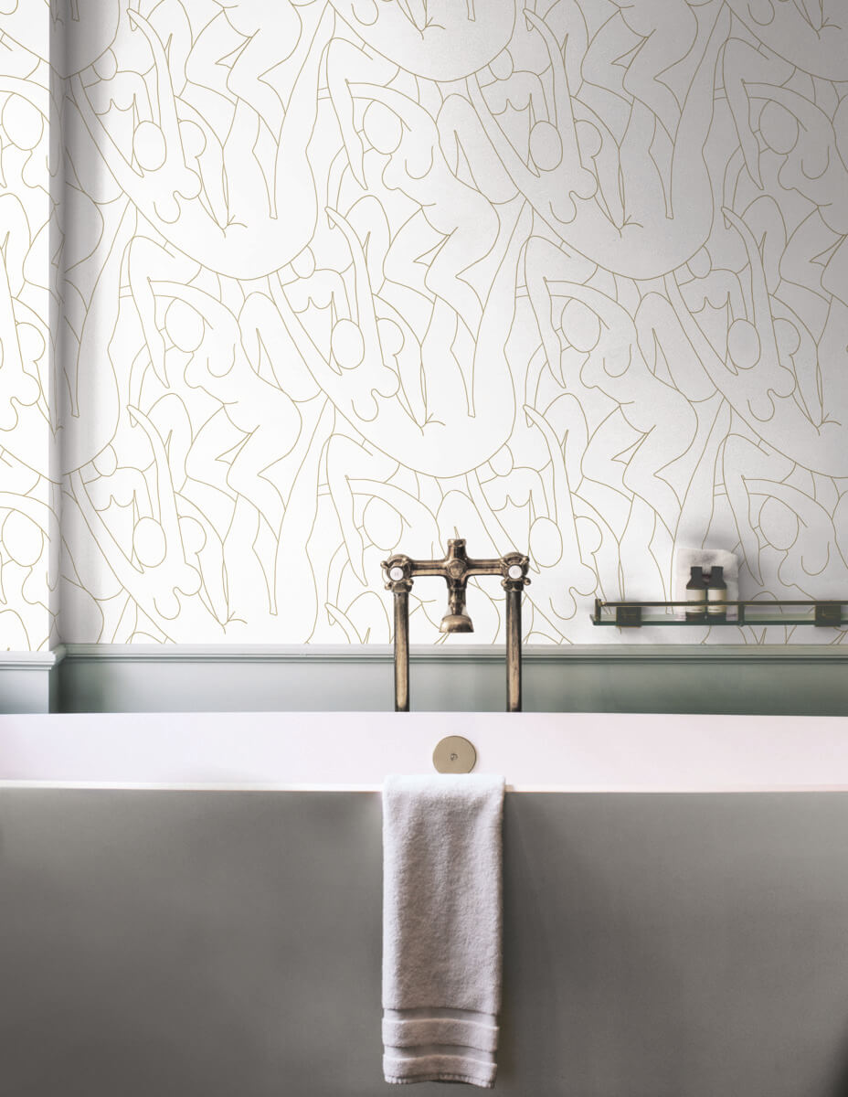 York Head Over Heels Peel & Stick Wallpaper - Gold & White