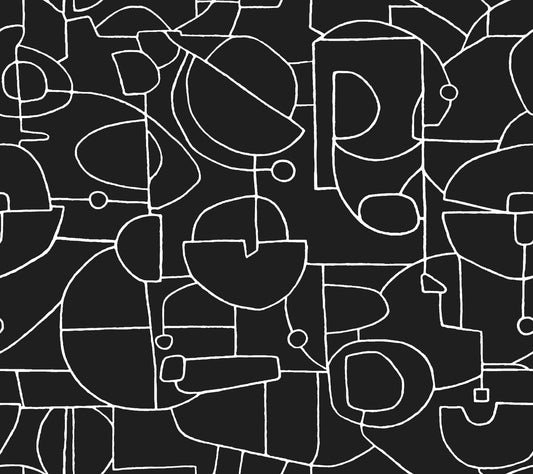 Robotics Line Art Peel & Stick Wallpaper - Black