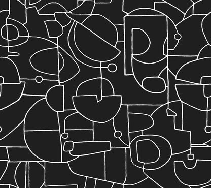 Robotics Line Art Peel & Stick Wallpaper - Black