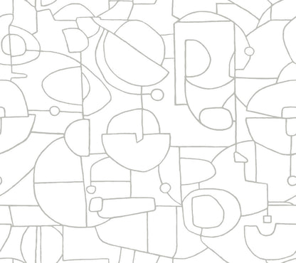 Robotics Line Art Peel & Stick Wallpaper - Gray & White