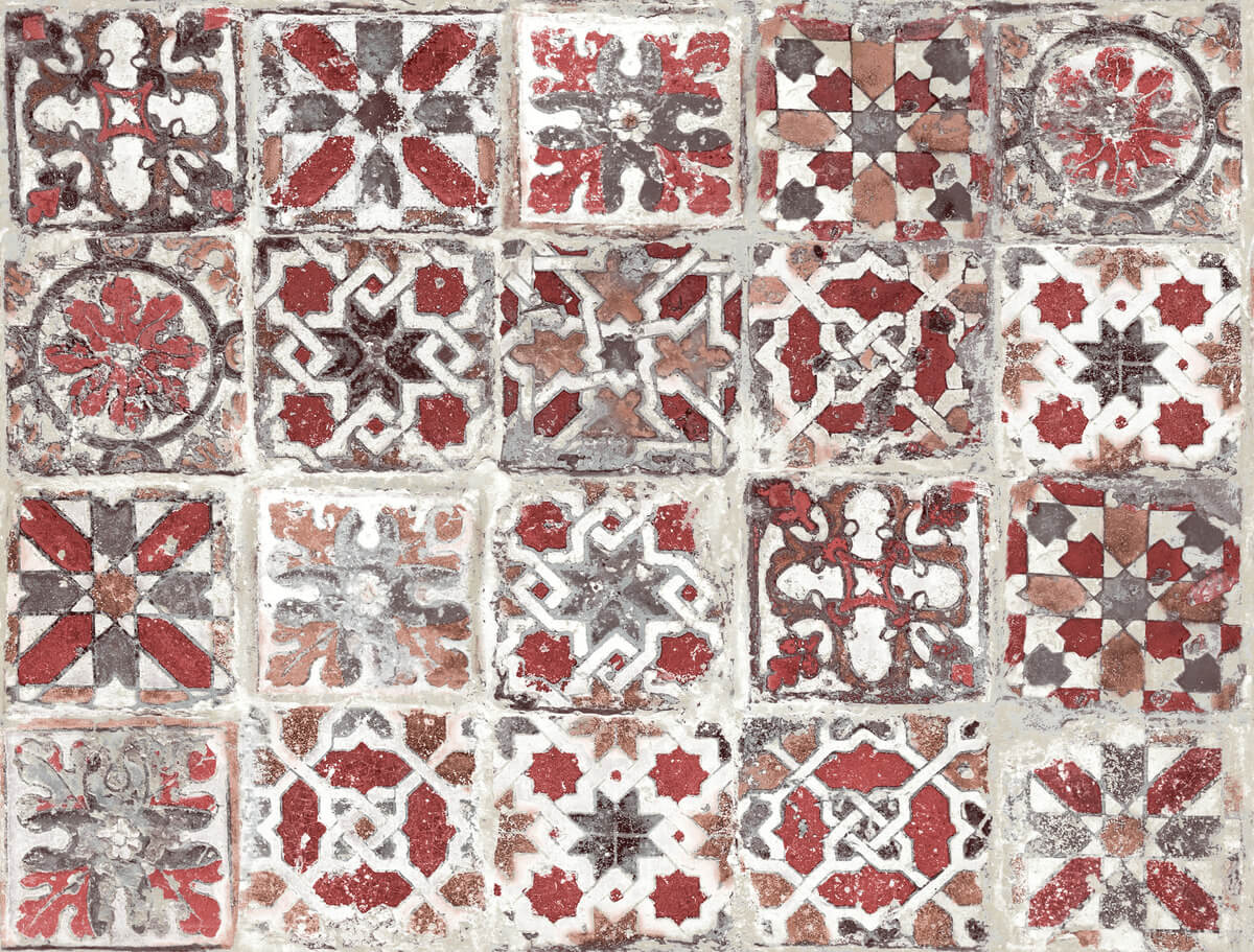 York Encaustic Tile Peel & Stick Wallpaper - Red