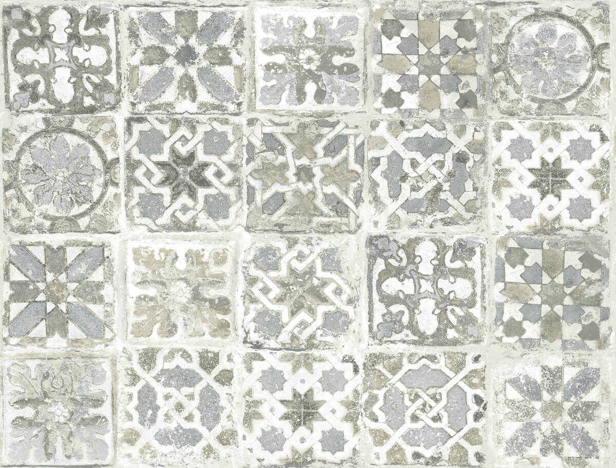 York Encaustic Tile Peel & Stick Wallpaper - Gray