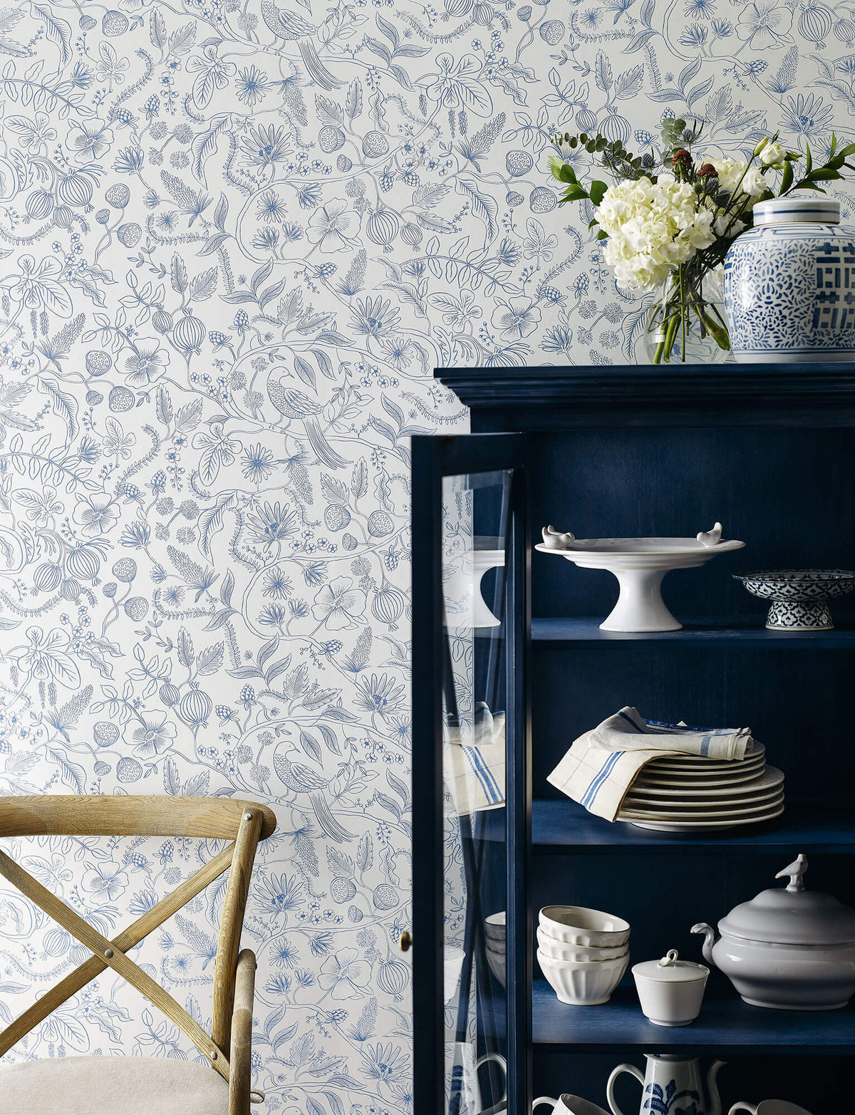 Rifle Paper Co. Aviary Peel & Stick Wallpaper - Blue