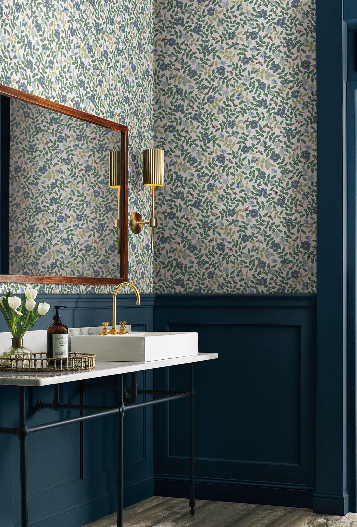 Rifle Paper Co. Primrose Peel & Stick Wallpaper Sample - Blue & White