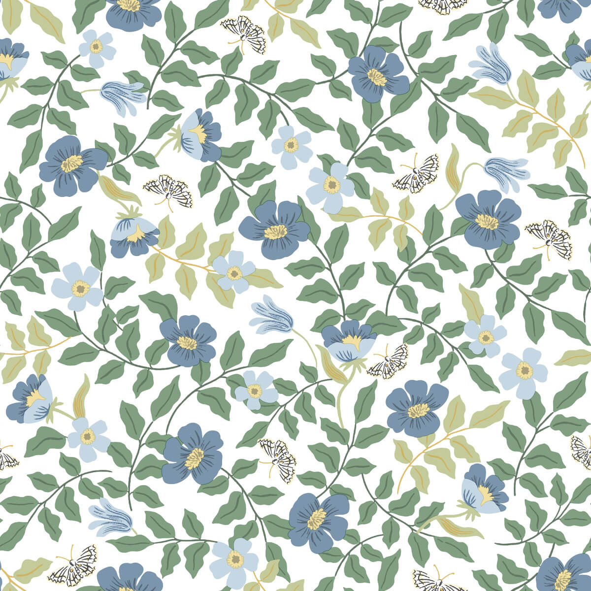 Rifle Paper Co. Primrose Peel & Stick Wallpaper Sample - Blue & White