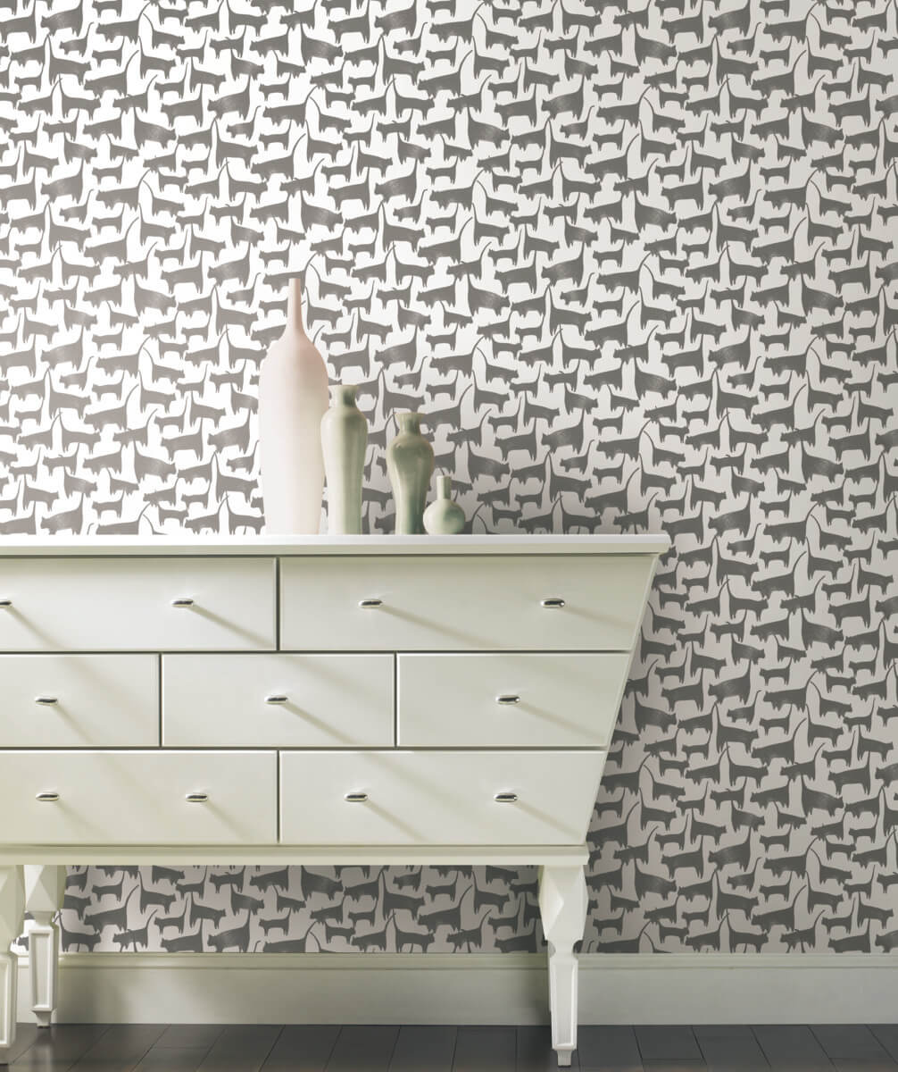 York Wildlife Cat Tails Peel & Stick Wallpaper - Black
