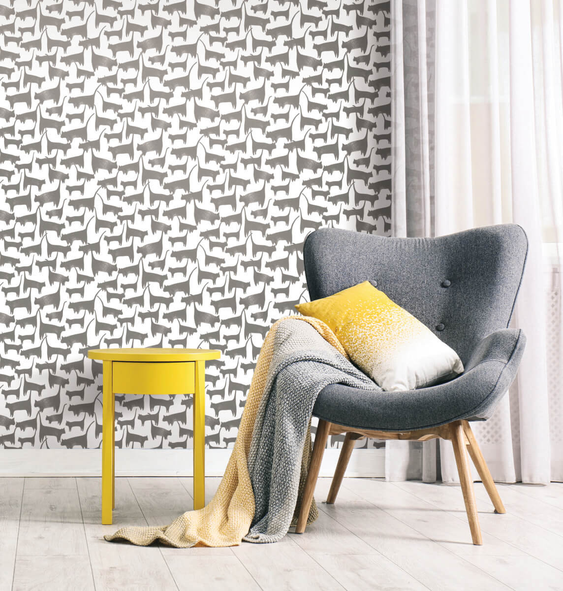 York Wildlife Cat Tails Peel & Stick Wallpaper - Black