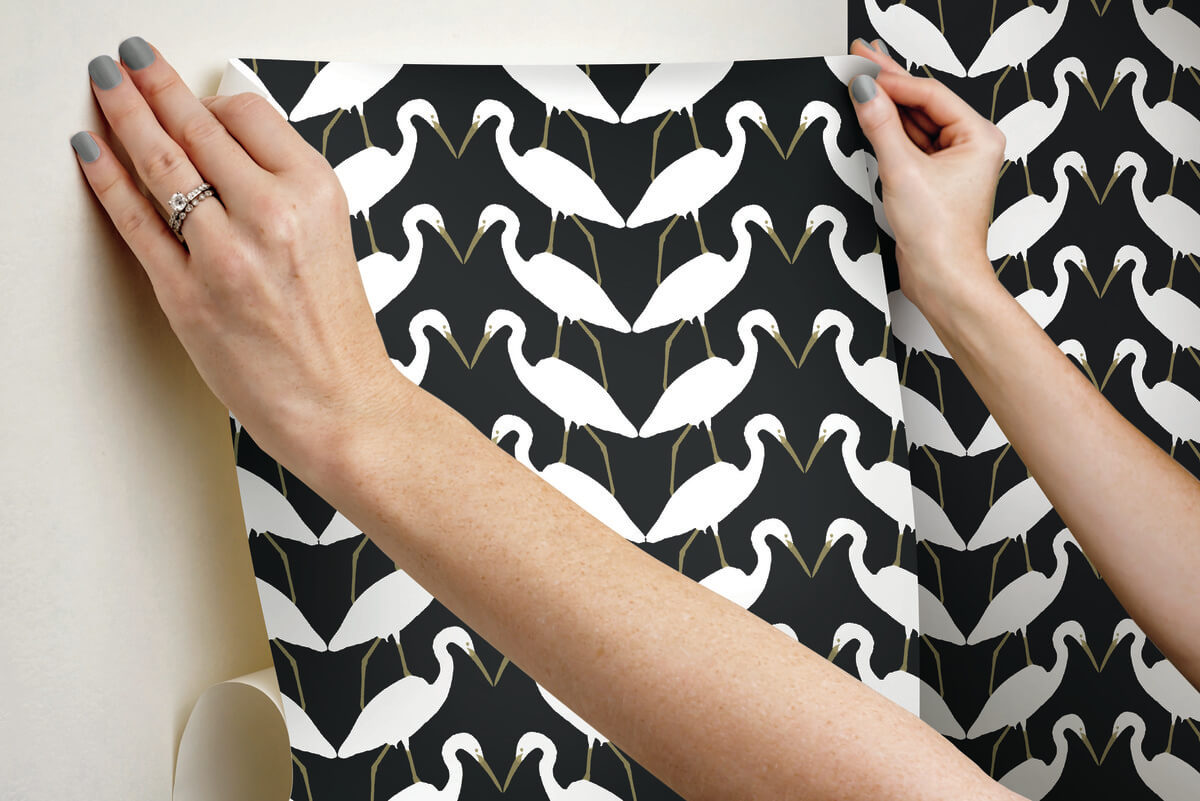 York Wildlife Elegant Birds Peel & Stick Wallpaper - Black