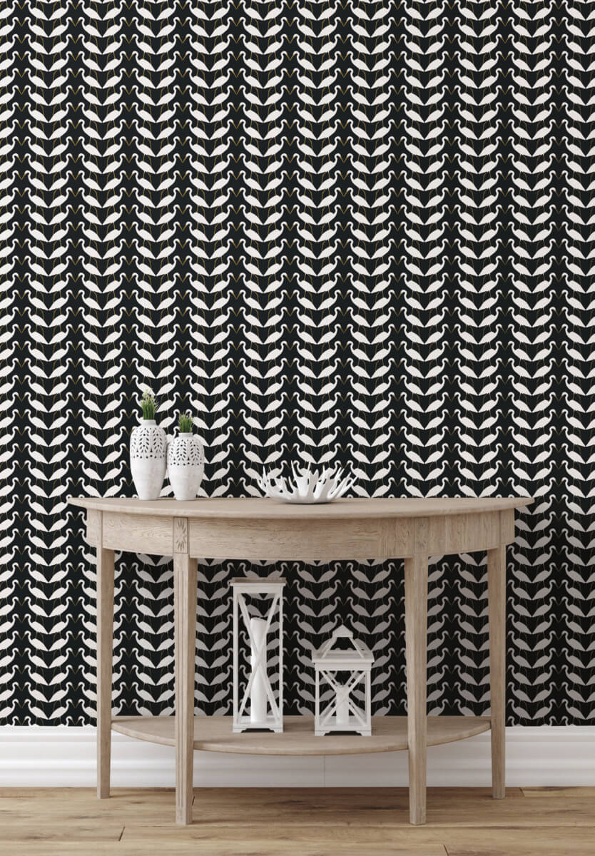 York Wildlife Elegant Birds Peel & Stick Wallpaper - Black