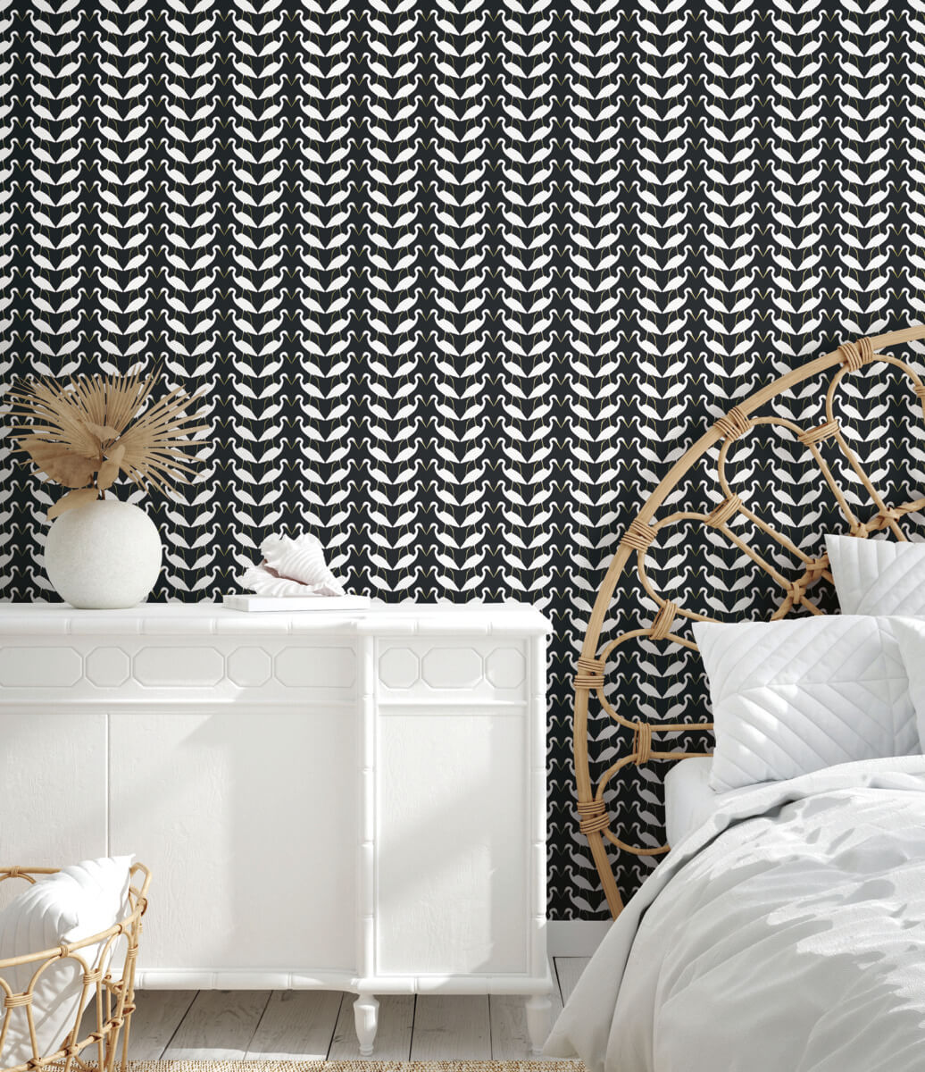 York Wildlife Elegant Birds Peel & Stick Wallpaper - Black