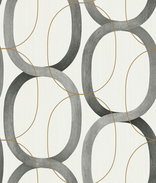 Simply Candice Interlock Peel & Stick Wallpaper - Black & Gold